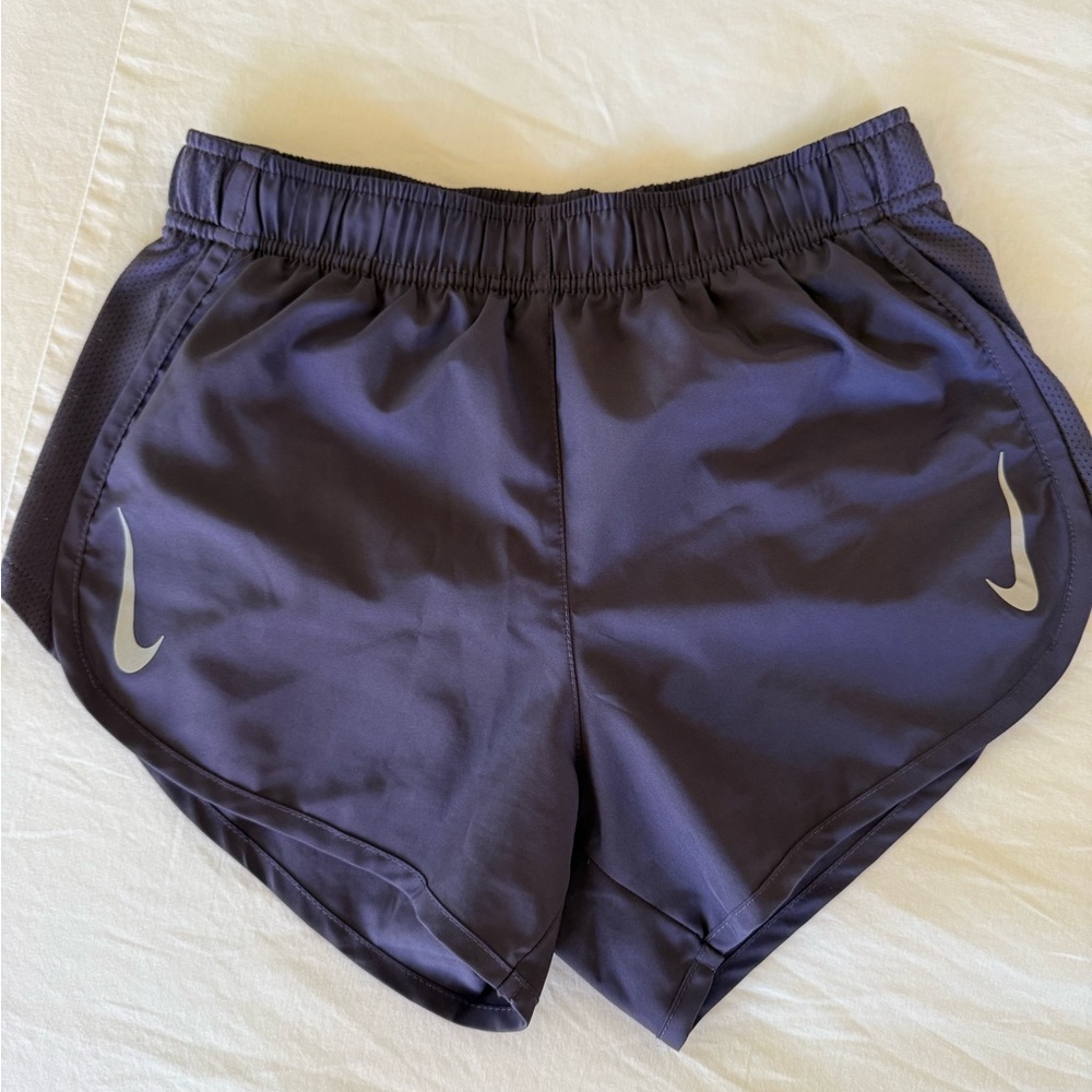 Nike Women's Dark Navy Athletic Running Shorts with Reflective Swoosh
